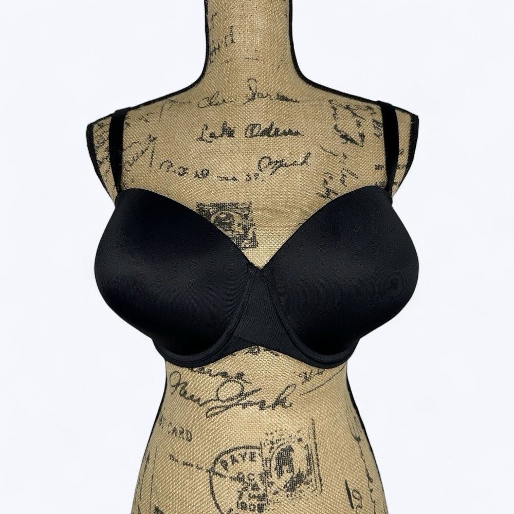 Maidenform Basic Black Bra Sz 40DD Underwire Adjustable Removable Straps Molded
